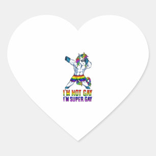 Im Not Gay Im Toppen Gay LGBT Bodybuilding Unicorn Hjärtformat Klistermärke