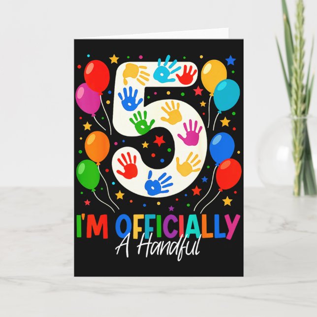 Im Officially A Handful Five 5th Birthday Girls Bo Kort (Framsida)
