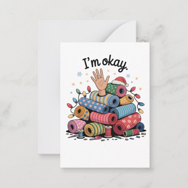 I'm Okay Funny Quilting Christmas Lovers Anteckningskort (Framsida)