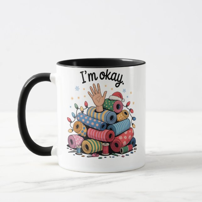 I'm Okay Funny Quilting Christmas Lovers Mugg (Vänster)