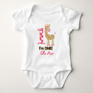 Im ONE Rosa Giraffe 1st Birthday Creeper Bodykostd Tee Shirt