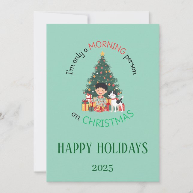 I'm only a morning person on Christmas Card Julkort (Framsida)