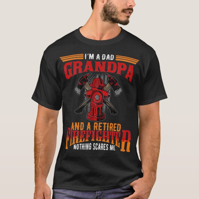 Im Pappa Grandpa Retrött Firefighter Inget me T Shirt (Framsida)