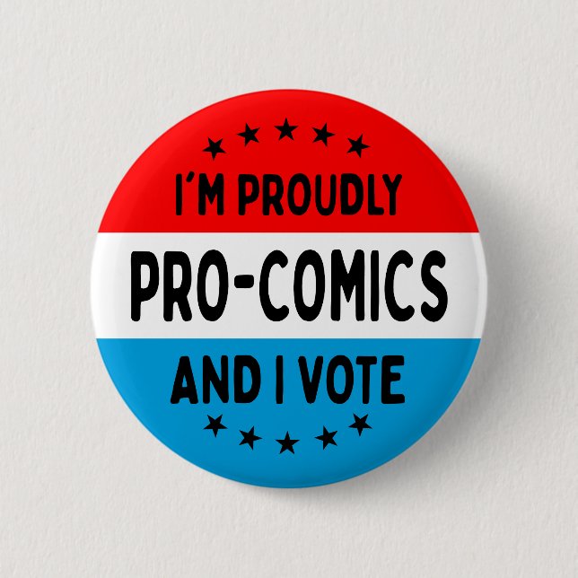 "I'm Pro-Comics, and I Vote" Button Knapp (Framsida)