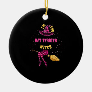 Im Råtta Terrier Witch Halloween Matching Julgransprydnad Keramik