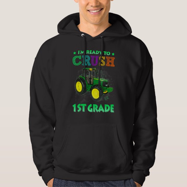 Im Ready To Crush 1st Grade Back To School Monster Hoodie (Framsida)