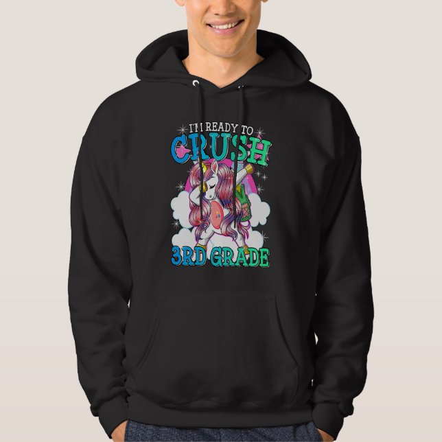 I'm Ready to Crush 3rd Grade Kids  Cute Dabbing Un Hoodie (Framsida)