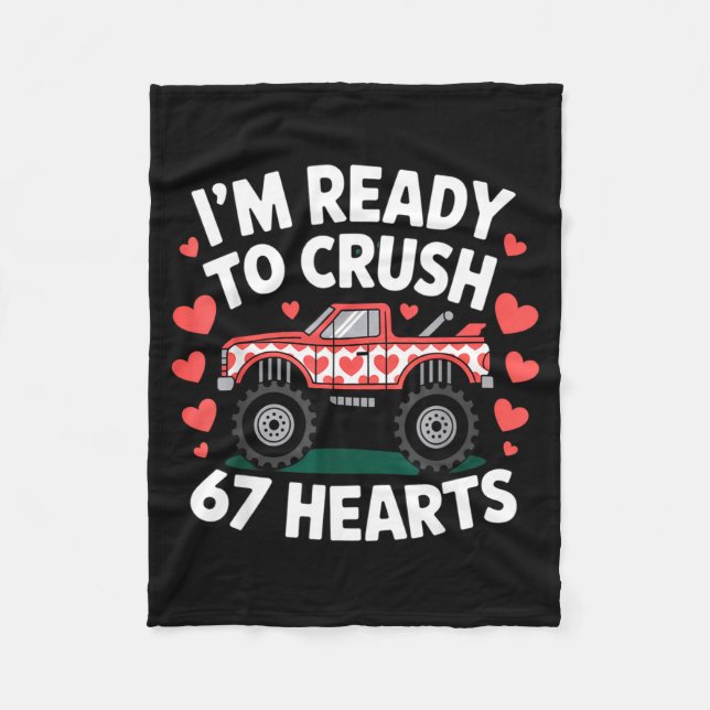 I'm Ready To Crush 67 Hearts Truck Valentines Day  Fleecefilt (Framsidan)