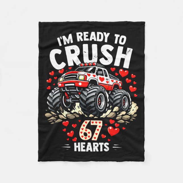 I'm Ready To Crush 67 Hearts Truck Valentines Day  Fleecefilt (Framsidan)