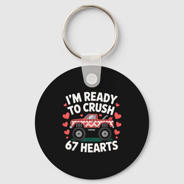 I'm Ready To Crush 67 Hearts Truck Valentines Day  Nyckelring (Framsida)