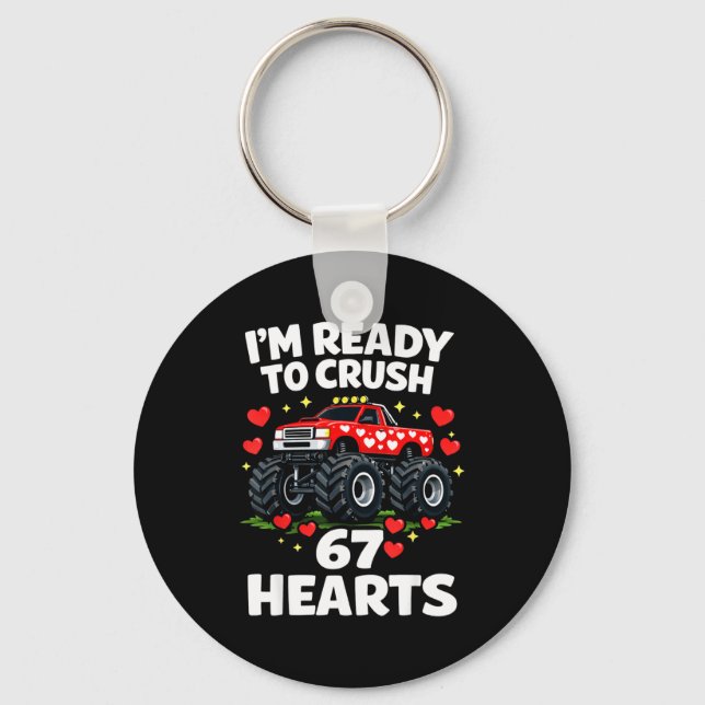 I'm Ready To Crush 67 Hearts Truck Valentines Day  Nyckelring (Framsida)