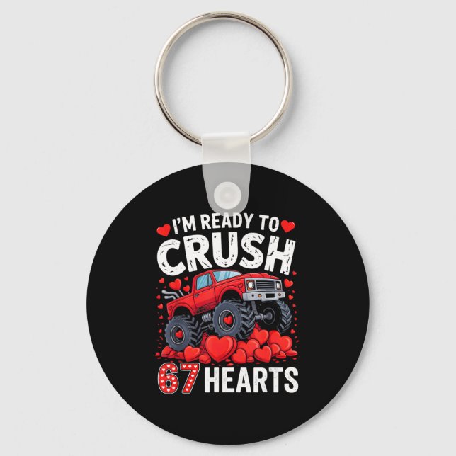 I'm Ready To Crush 67 Hearts Truck Valentines Day  Nyckelring (Framsida)