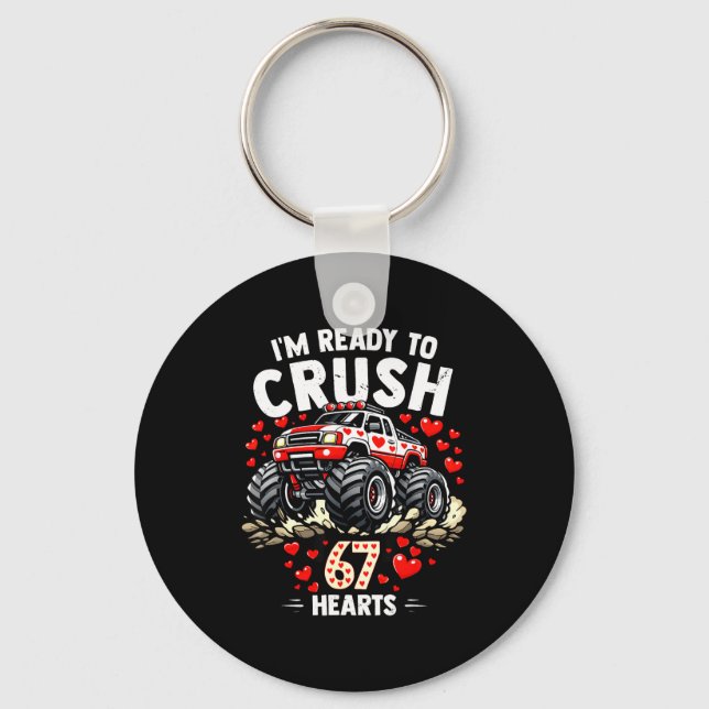 I'm Ready To Crush 67 Hearts Truck Valentines Day  Nyckelring (Framsida)