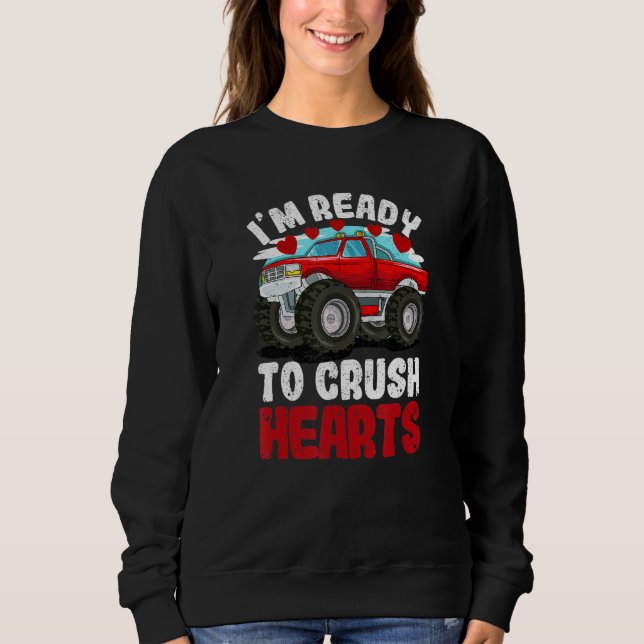 I'm Ready To Crush Hearts Monster Truck Car Valent T Shirt (Framsida)