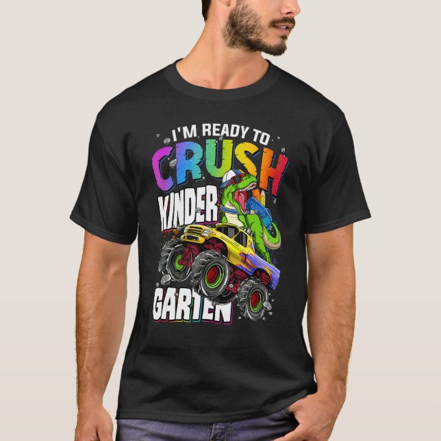 I'm Ready To Crush Kindergarten Dinosaur Boys Back T Shirt (Framsida)
