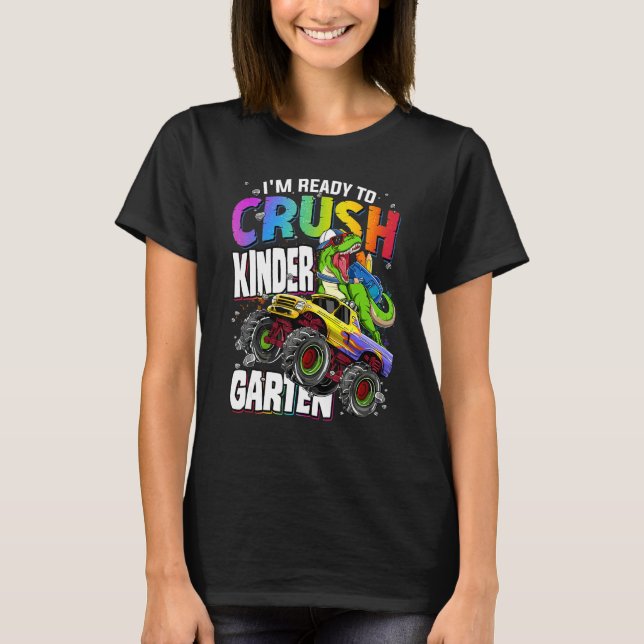 I'm Ready To Crush Kindergarten Dinosaur Boys Back T Shirt (Framsida)