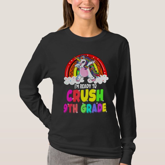 Im Redo till Crush 9th Klass Dabbing Unicorn T Shirt (Framsida)