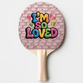 I'm So Loved Graffiti Tag in Light Pink Brick Pingisracket