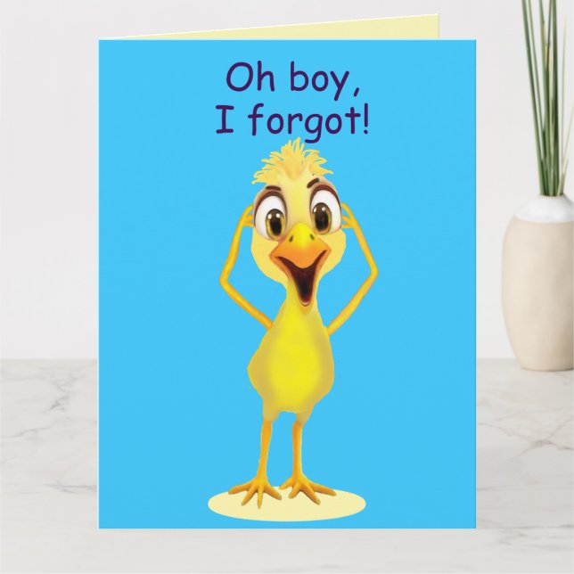 I'm Sorry Little Chicken Belated Birthday Blue Kort (Framsida)