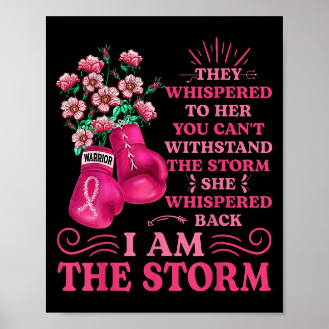 Im Storm Boxing Warrior Rosa Ribbon Women Brea Poster (Framsidan)