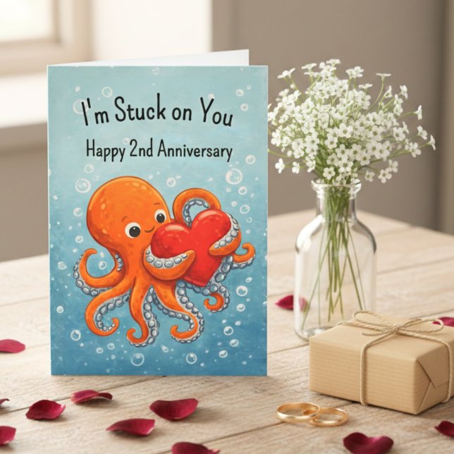 I'm Stuck on You Octopus Anniversary Funny any yr Kort (Skapare uppladdad)