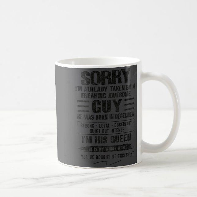 I'm Taken By Freaking Awesome Guy Born In December Kaffemugg (Höger)