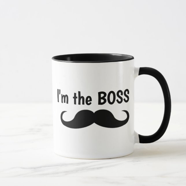 I'M THE BOSS, MUSTACHE COFFEE MUG MUGG (Höger)