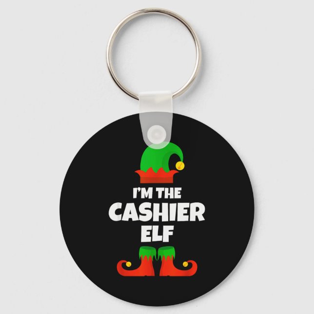 I'm The Cashier Elf Family Pajama Christmas Funny  Nyckelring (Framsida)