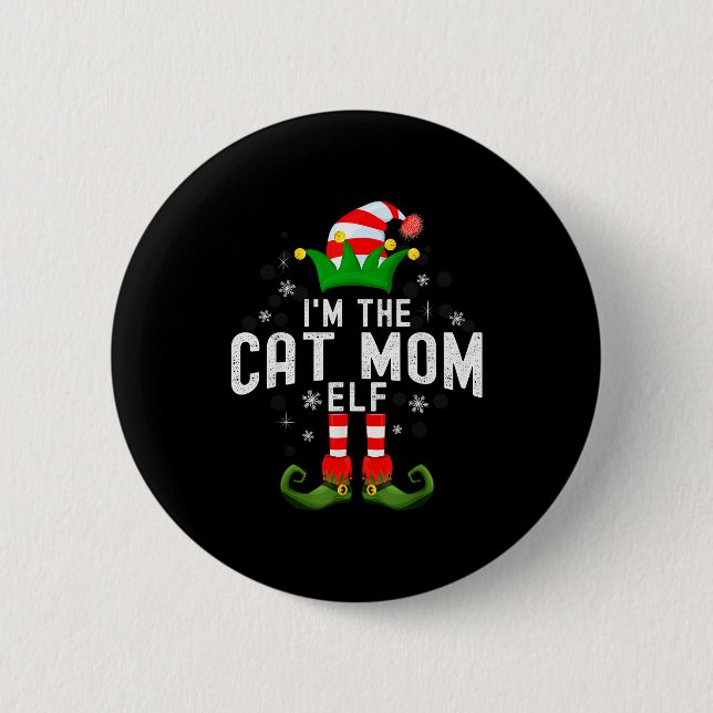 I'm The Cat Mom Elf Christmas Family Pjs Costume  Knapp (Framsida)