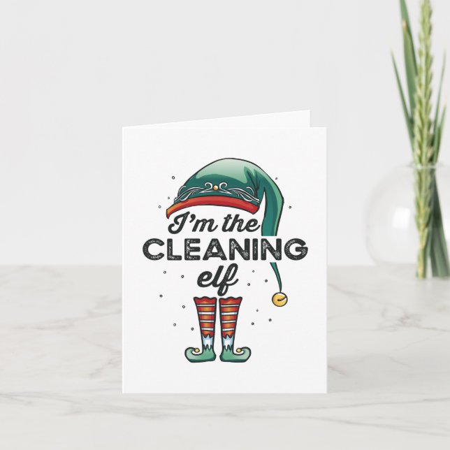 I'm the Cleaning Elf Christmas Gift Xmas Kort (Framsida)