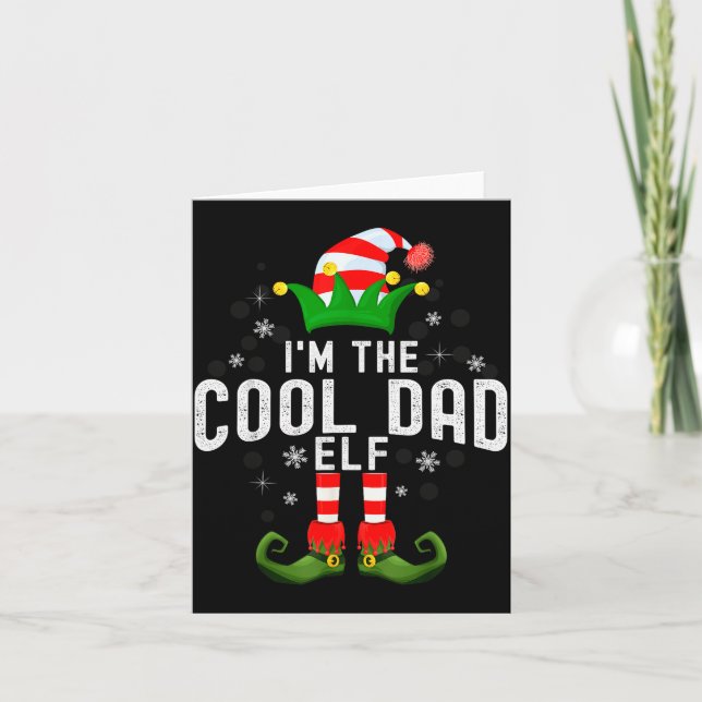 I'm The Cool Dad Elf Christmas Family Pjs Costume  Kort (Framsida)