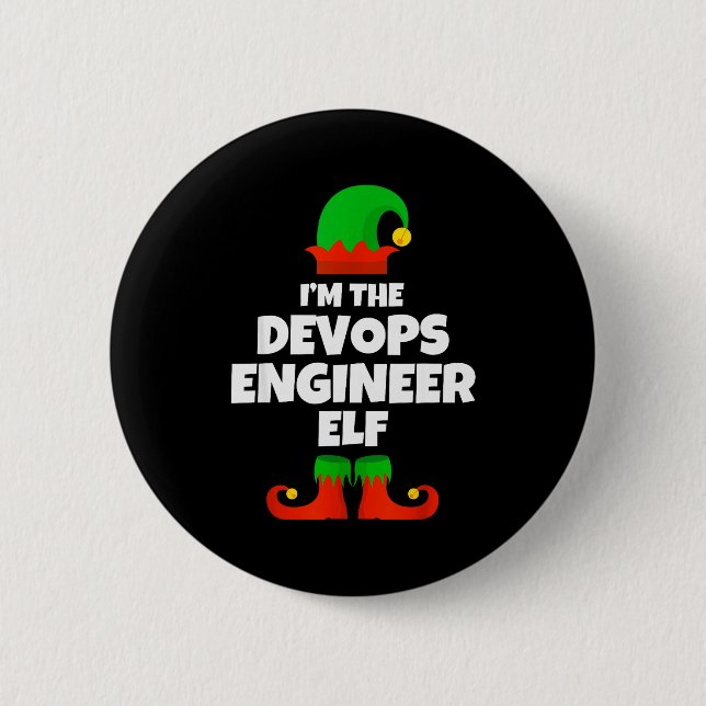 I'm The Devops Engineer Elf Family Pajama Christma Knapp (Framsida)