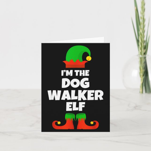 I'm The Dog Walker Elf Family Pajama Christmas Fun Kort (Framsida)