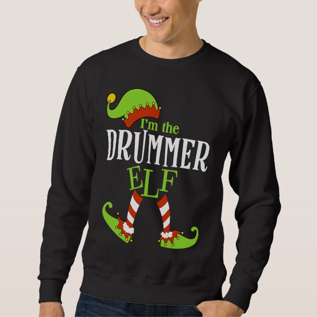 I'm The DRUMMER Elf Family Group Matching PJ Chris Lång Ärmad Tröja (Framsida)