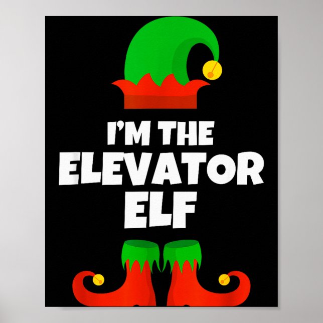 I'm The Elevator Elf Family Pajama Christmas Funny Poster (Framsidan)