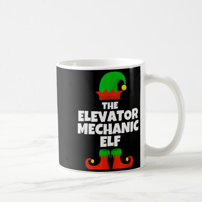 I'm The Elevator Mechanic Elf Family Pajama Christ Kaffemugg (Höger)