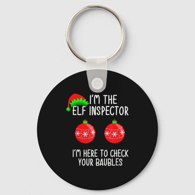I'm The Elf Inspector Funny Baubles Christmas Elf  Nyckelring (Framsida)