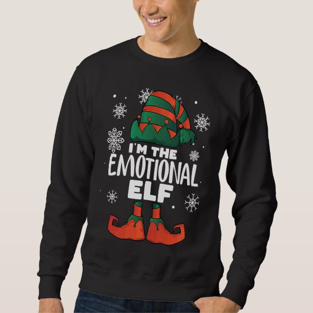 I'm The Emotional Elf Christmas  Elves Family  Emo Lång Ärmad Tröja (Framsida)