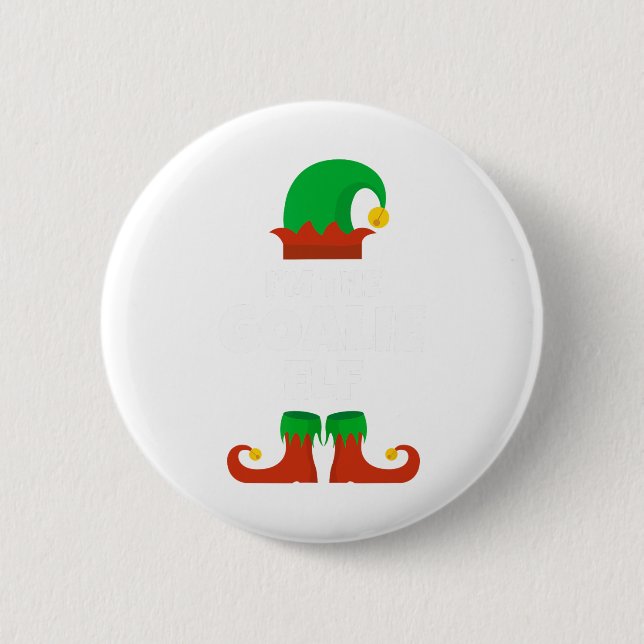 I'm The Goalie Elf Family Pajama Christmas Hockey  Knapp (Framsida)