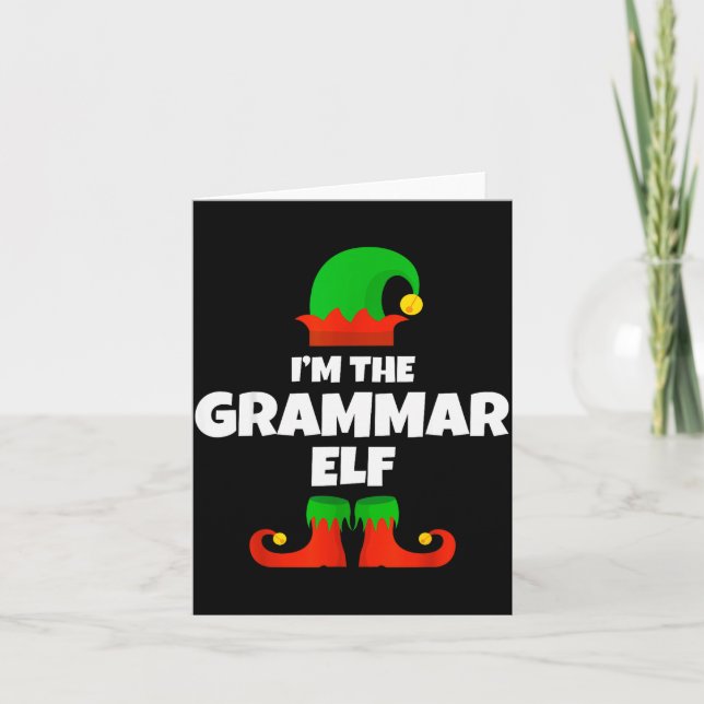 I'm The Grammar Elf Family Pajama Christmas Englie Kort (Framsida)