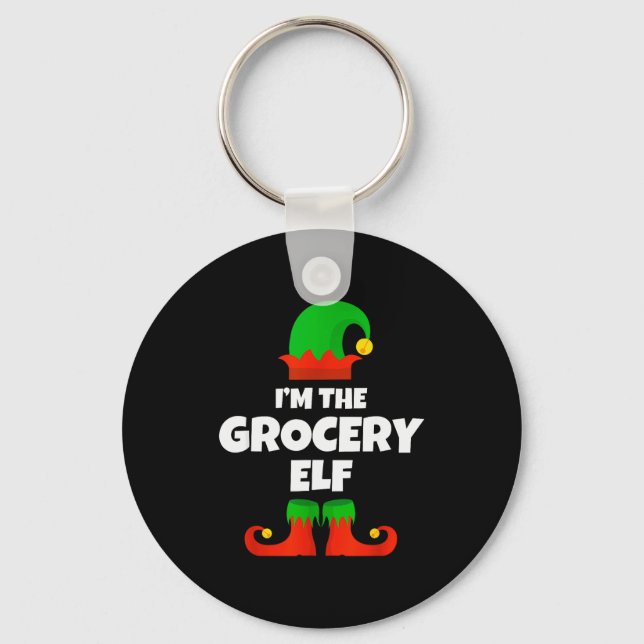 I'm The Grocery Elf Family Pajama Christmas Funny  Nyckelring (Framsida)