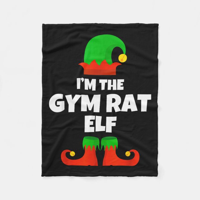 I'm The Gym Rat Elf Family Pajama Christmas Fitnes Fleecefilt (Framsidan)