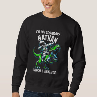 I'm The Legendary Nathan Funny Astronaut Dinosaur  Lång Ärmad Tröja