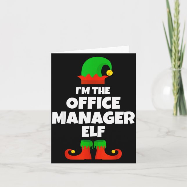 I'm The Office Manager Elf Family Pajama Christmas Kort (Framsida)