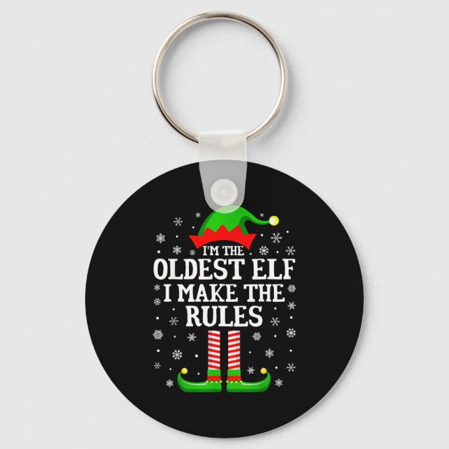 I'm The Oldest Elf Funny Christmas Family Matching Nyckelring (Framsida)