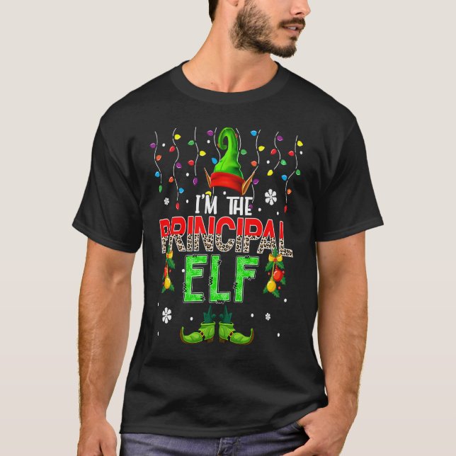 I'm The Principal Elf Xmas Leopard Elf Costume  Fa T Shirt (Framsida)