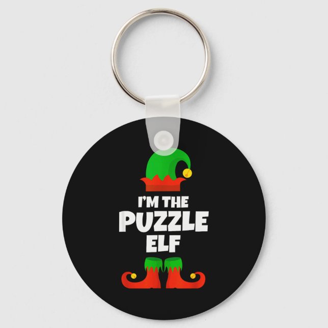I'm The Puzzle Elf Family Pajama Christmas Funny  Nyckelring (Framsida)