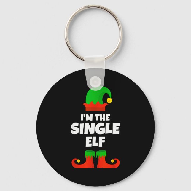 I'm The Single Elf Family Pajama Christmas Funny  Nyckelring (Framsida)