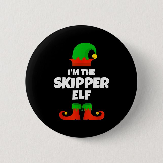 I'm The Skipper Elf Family Pajama Christmas Funny  Knapp (Framsida)