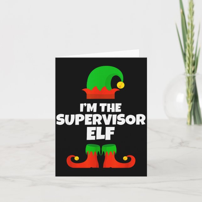 I'm The Supervisor Elf Family Pajama Christmas Fun Kort (Framsida)